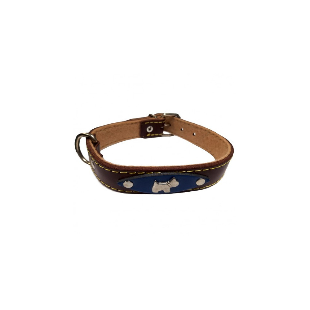 COLLAR CUERO ALAMO AZUL APLIQUE 55 CM.