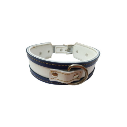 COLLAR GALGO BLANCO BORDE AZUL 35X4CM