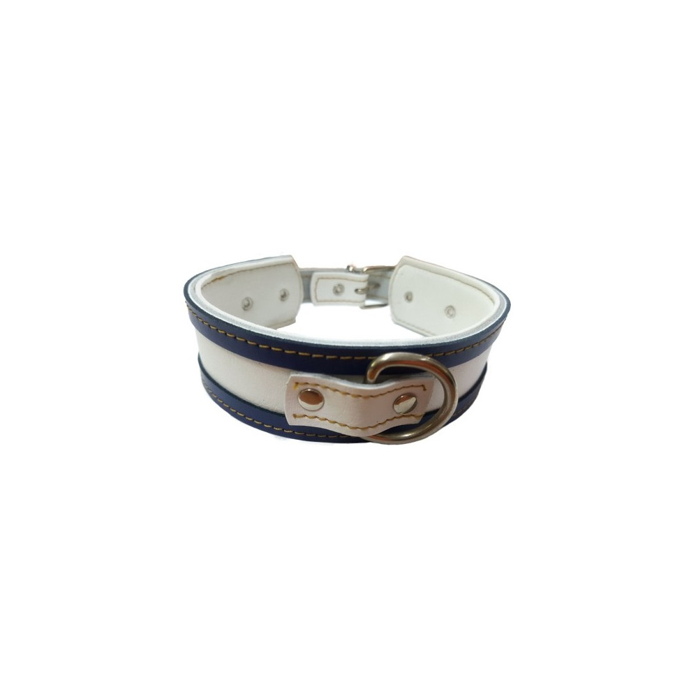 COLLAR GALGO BLANCO BORDE AZUL 35X4CM