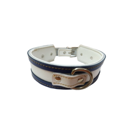 COLLAR GALGO BLANCO BORDE AZUL 35X4CM