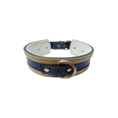 COLLAR GALGO AZUL BORDE NATURAL 40X4CM