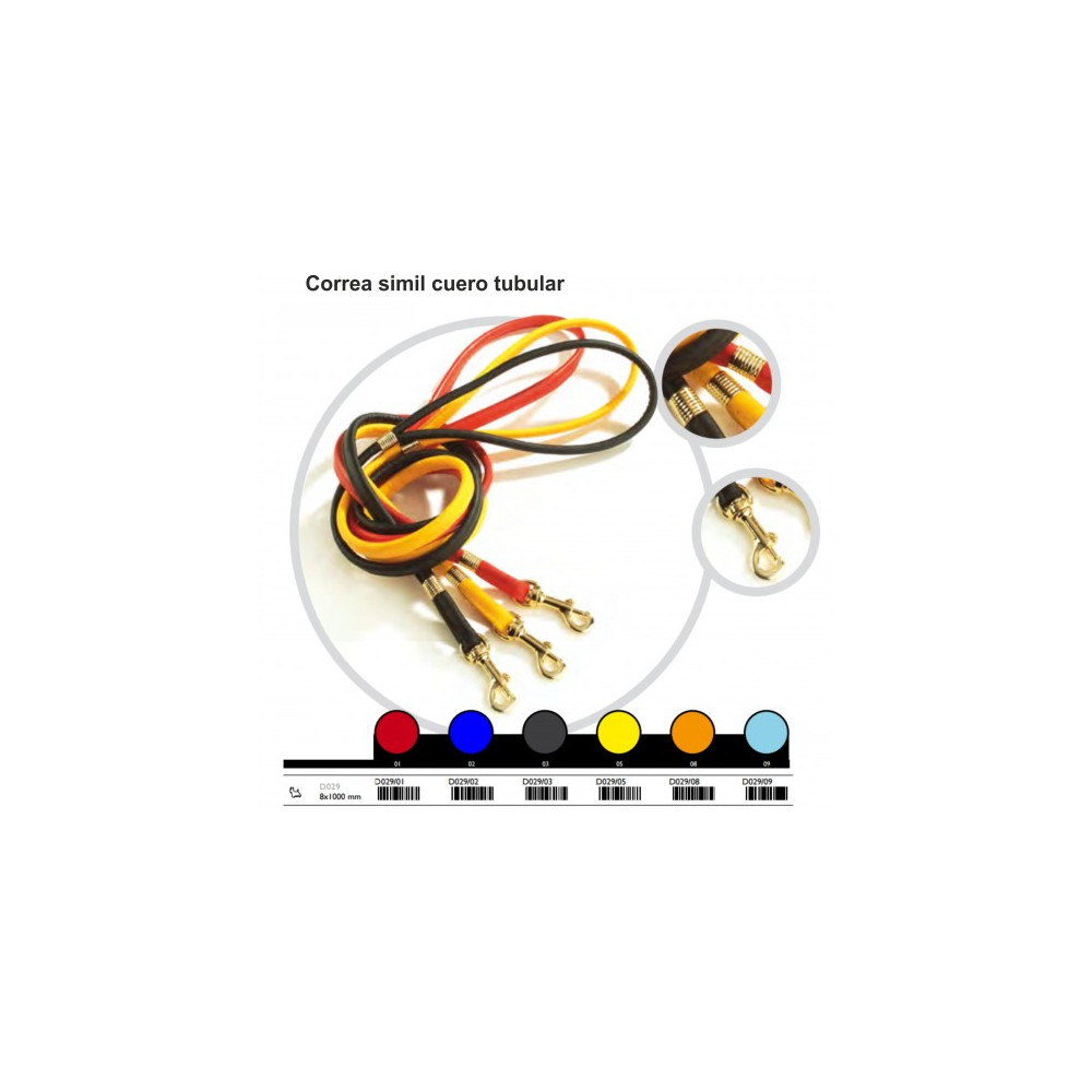 CORREA SIMIL CUERO TUBULAR 8X1000MM.AMARILLO