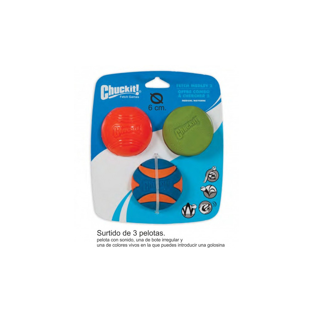 CHUCKIT SURTIDO PELOTAS 3PACK