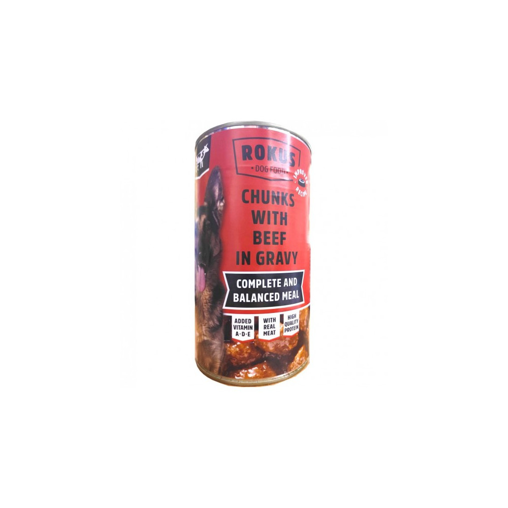 LATA PERROS TERNERA 1240gr.ROKUS