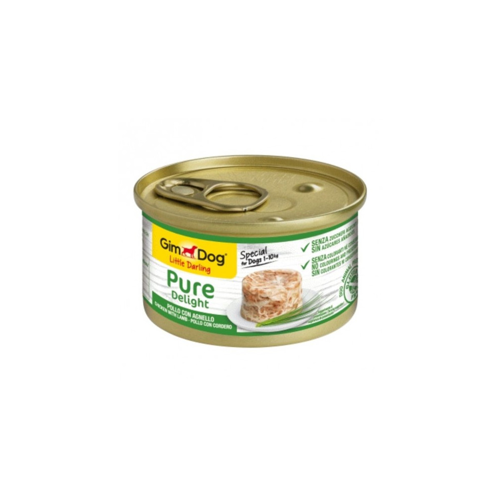 LATA PERROS GIMDOG Pure Delight POLLO/CORDERO, 85gr.