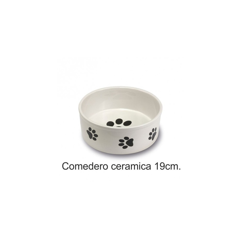 COMEDERO CERAMICA HUELLAS 19 cm.