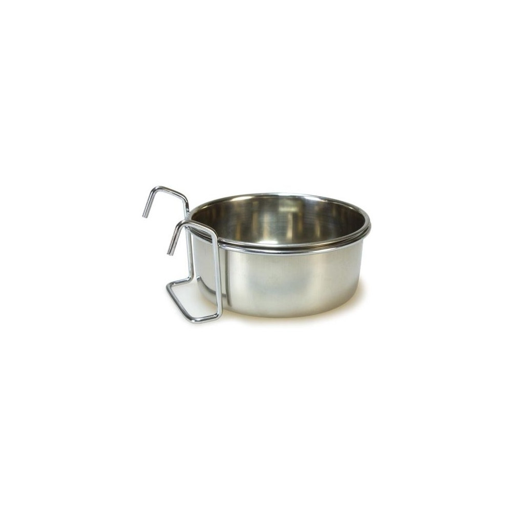 COMEDERO LORO INOX. 8cm.Con Gancho