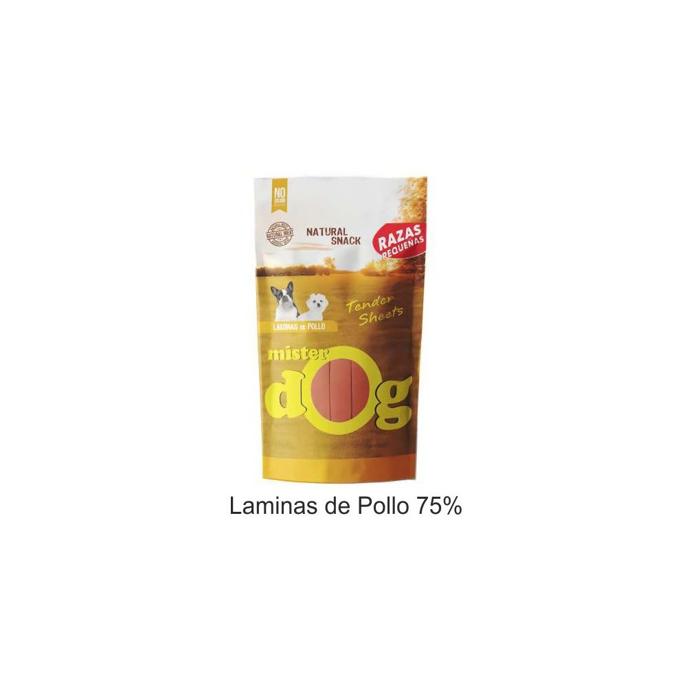 Snack LAMINAS De POLLO 70 gr. Mister Dog