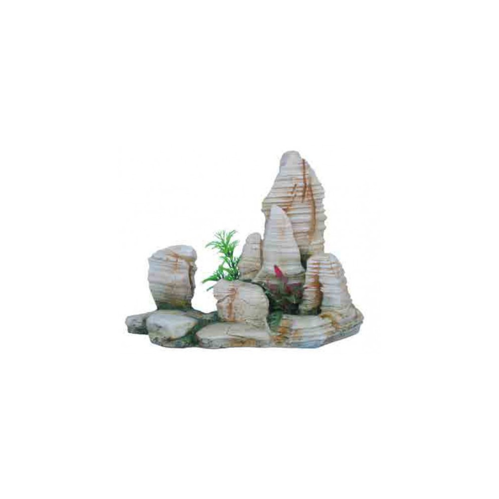 DECORACION ROCA CON PLANTA 23x12x17cm.