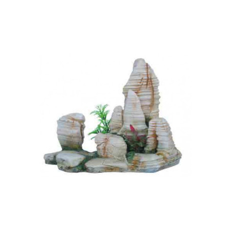 DECORACION ROCA CON PLANTA 23x12x17cm.