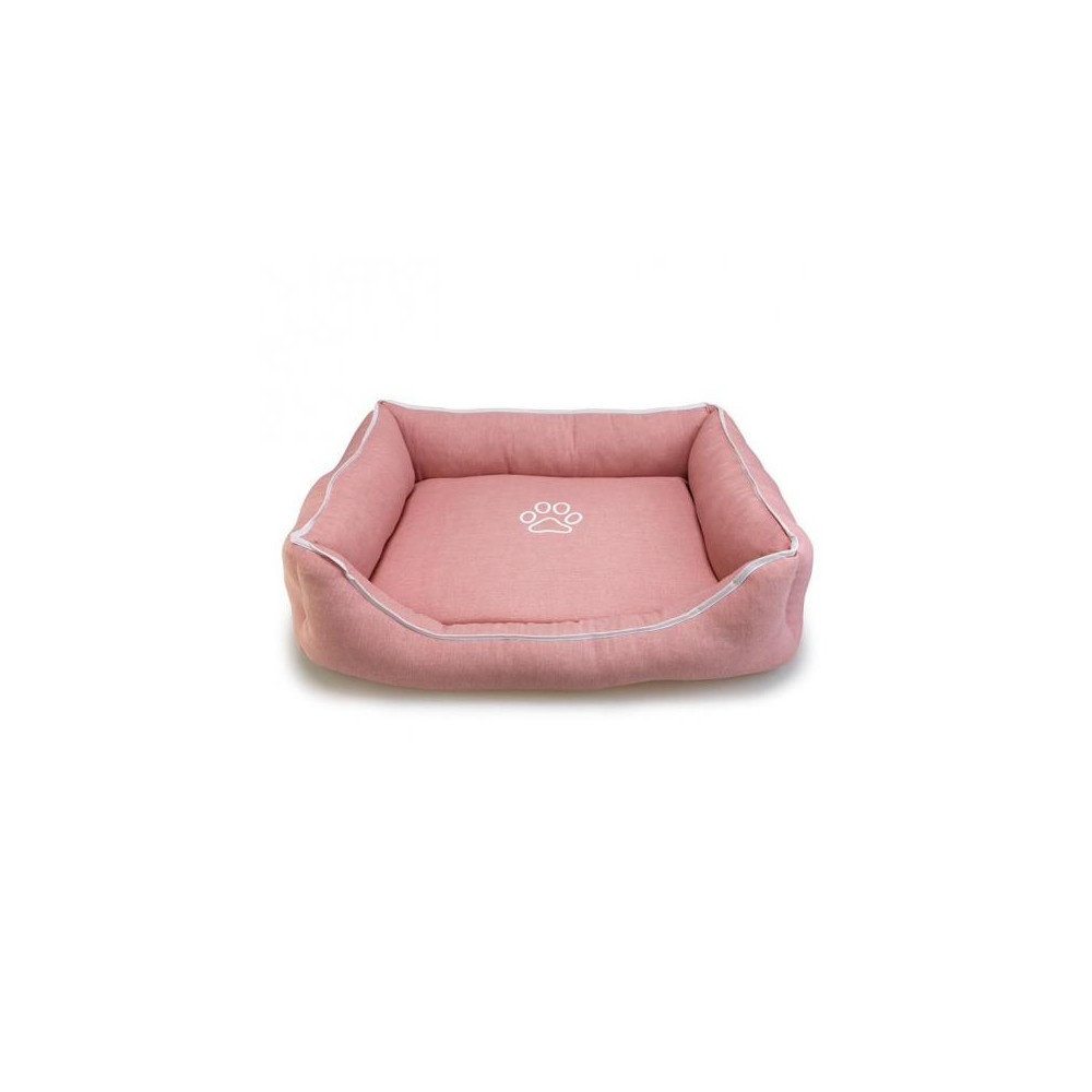 Cama cuadrada Rosa con Huella y Ribete 55x46x17cm